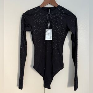 Swarovski x Skims Long Sleeve Crew neck Thong Bodysuit
